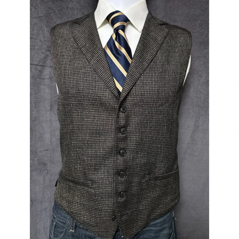 Viktor Rolf Monsieur Waistcoat Vest 38 (US) Italy Wool‎ Tan Check Casual Classic